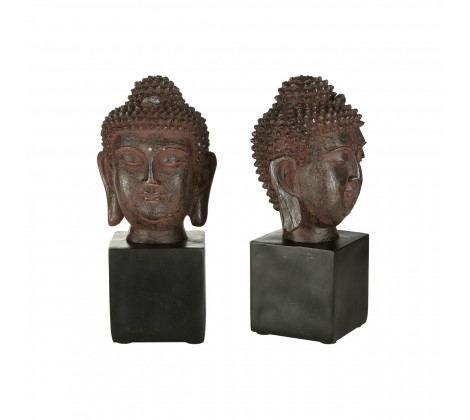 Set of Buddha Head Bookends