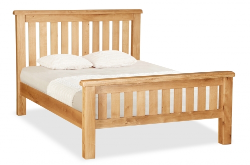 Country Rustic Waxed Oak 5'0 King size Slatted Bed