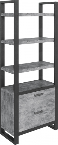 Telford Industrial Stone Effect Bookcase With Drawers