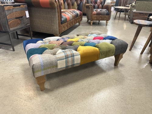 Heritage Buttoned Footstool - Patchwork
