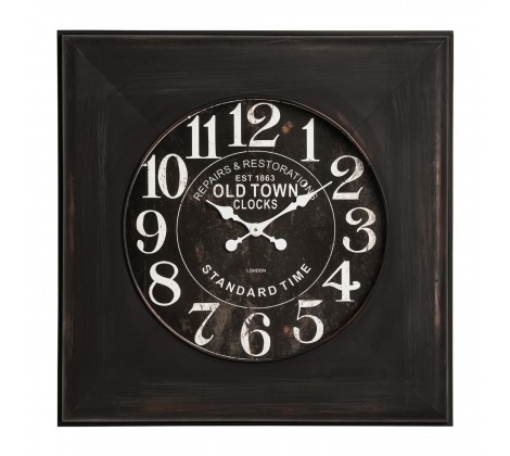 Distressed Black Wood Wall Clock