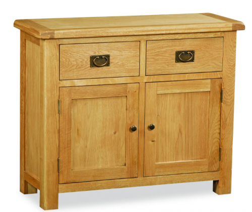 Country Rustic Waxed Oak Small  2 Door / 2 Drawer Sideboard