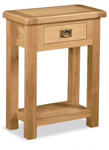 Country Rustic Waxed Oak 1 Drawer Console Table