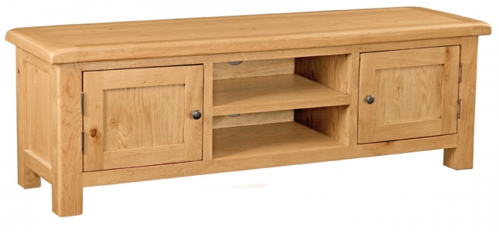 Country Rustic Waxed Oak Large Tv Unit