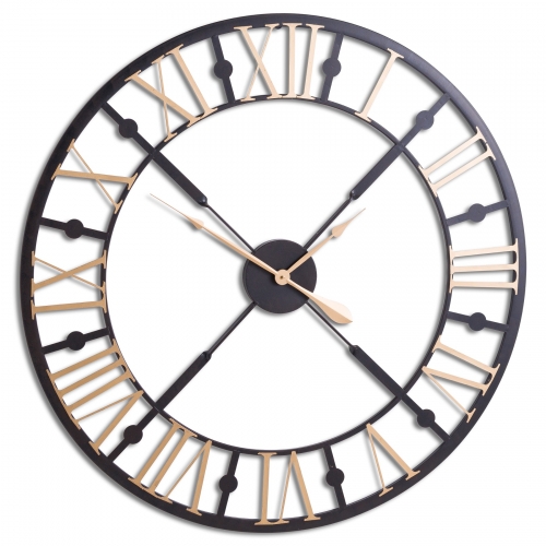 Black and Gold Skeleton Clock