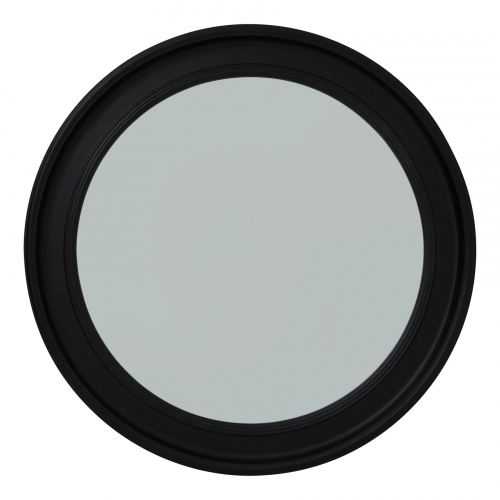 Black Wood Round Mirror