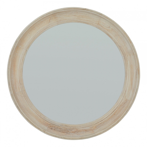 Washed Wood Round Mirror