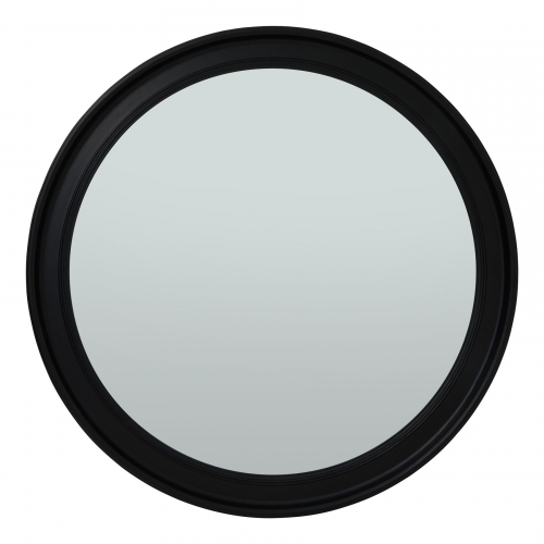 Large Black Wood Round Mirror