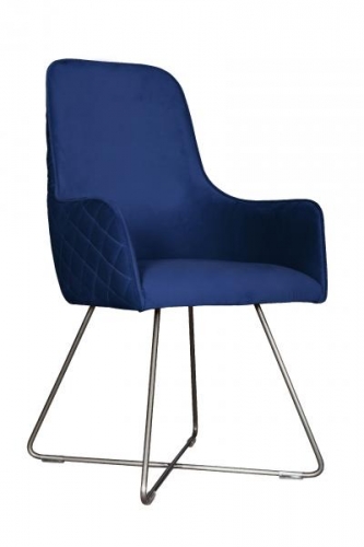 Soho Upholstered Chair With Pewter Legs- Plush Marine