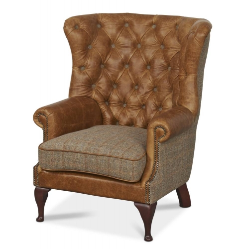 Heritage Roosevelt Wing Chair- Leather and Gamekeeper FT