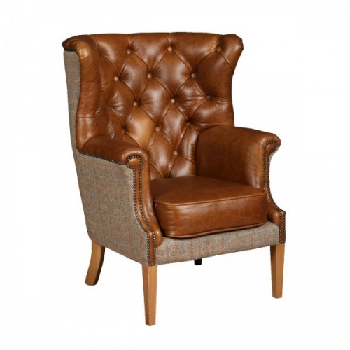 Heritage Washington Wing Chair- Leather and Gamekeeper- FT